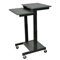 Luxor PS Mobile Adjustable Height Presentations Workstation Cart, Grey-Grey