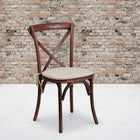 Flash Furniture HERCULES Series Stackable Mahogany Wood Cross Back Chair with Cushion-Ash Wood Seat and Frame