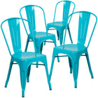 Flash Furniture Commercial Grade Crystal Teal-Blue Metal Indoor-Outdoor Stackable Chair-Stack Quantity: 8