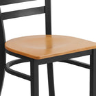 Flash Furniture HERCULES Series Black Ladder Back Metal Restaurant Chair - Natural Wood Seat-Welded Joint Assembly