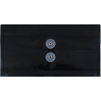 JAM Paper Plastic Envelopes with Button and String Tie Closure #10 Business Booklet - 5.25" x 10" - Black - 12 Pack -Colour: Black 