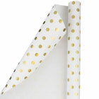 JAM Paper Gift Wrap - Polka Dot Wrapping Paper - 25 Sq Ft per Roll - White with Gold Foil Dots - 2 Pack-Size: 50 Square Feet Total (25 Sq. Ft. per Roll)