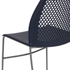 Flash Furniture HERCULES Series Stack Chair with Air-Vent Back and Grey Powder Coated Sled Base - Navy - 5 Pack-Supportive Front Cross Brace