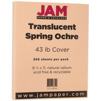 JAM Paper Translucent Vellum Cardstock, 8.5 x 11, 43lb Spring Ochre Ivory, 250/ream (1592220B)-Spring ochre