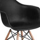 Flash Furniture Alonza Series Black Plastic Chair with Wooden Legs-Waterfall Seat Reduces Leg Strain