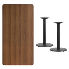 Flash Furniture 30'' x 60'' Rectangular Walnut Laminate Table Top with 18'' Round Table Height Bases-Walnut Laminate Top