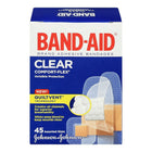 BAND-AID Brand COMFORT-FLEX Clear Bandages, Assorted, 45 Pack-Blends with skin - see-through bandage for protection that's less noticeable