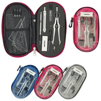 Merangue 16-Piece Premium Bow Compass Math Set, 12 Pack-Heavy duty zippered
nylon case with custom
insert to hold items in
place for easy access.