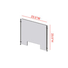 Mark Maker Rod Sneeze Guard - 23.5" W x 23.5" H panel 1/4" Clear Acrylic and 24" high aluminum rod set -with 4"x12" pass through-Made from 1/4” clear acrylic.