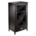 Winsome Bordeaux Wine Cabinet X Panel Modular-Glass door opens to shelf and wine storage with this X Shelf can store up to 24 bottles.