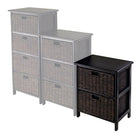 Winsome Omaha Storage Rack with 2 Foldable Baskets, Black-Includes 2 foldable baskets made from corn husk in chocolate colour