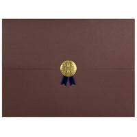 St. James Document/Certificate Holders - Gold Award Seal with Blue Ribbon - Brown - 5 Pack-Add ceremony, elegance and sincerity to the act of giving recognition
