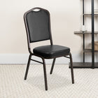 Flash Furniture HERCULES Series Crown Back Stacking Banquet Chairs with Black Vinyl & Gold Vein Frame - 4 Pack-CA117 Fire Retardant Foam