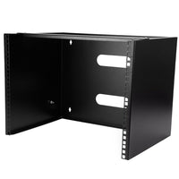 StarTech Wall-Mount Bracket for Shallow Rack-Mount Equipment, Solid Steel, 8U (WALLMOUNT8)-Improve efficiency in your office or server room by mounting shallow equipment to the wall