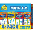 School Zone Math Flash Card, Grade 1-2, 4 Pack  (SZP04046)-Our proven flash cards will introduce essential addition and subtraction skills for first graders.