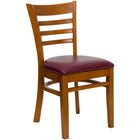 Flash Furniture HERCULES Series Ladder Back Cherry Wood Restaurant Chair - Burgundy Vinyl Seat-800 lb. Weight Capacity