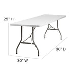 Flash Furniture 30"W x 96"L Granite White Plastic Folding Table-Protective Floor Caps