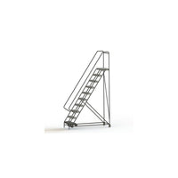 Tri-Arc Manufacturing Aluminum Rolling Ladder, Step Width: 24", Step Type: Serrated, No. of Steps: 10 (WLAR110245)-No. of Steps: 10