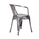 Nicer Furniture Stackable Industrial Tolix A Style Armchair - Gunmetal-21.3 W x 27.5 H x 18.9 D inches