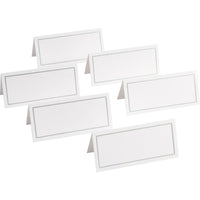 Gartner Studios Placecards, 3-1/4" x 1-5/8", White with Platinum Border, 48 Pack-White cards with a Platinum Border
