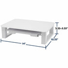 Quartet Desktop Glass Monitor Riser - White-Adjustable legs have 3 positions, 2 1/4", 3 3/4", and 5 1/4", to raise your screen to the perfect height