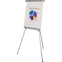 Staples Tri-Max Dual Purpose Easel, Flipchart Pad Retainer, Silver-Silver, aluminum construction and cross - brace enhances stability