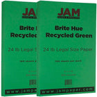 JAM Paper Bright Color Legal Paper, 8 1/2 x 14, 24lb Brite Hue Green Recycled, 2 packs of 100 (151053g)-Green
