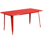Flash Furniture 31.5'' x 63'' Rectangular Red Metal Indoor-Outdoor Table Set with 6 Stack Chairs (ET-CT005-6-30-RED-GG)-31.50"W x 63"D x 29.50"H