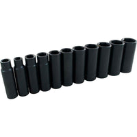 Gray Tools 11 Piece 1/2" Drive 6 Point SAE, Deep Impact Socket Set, 3/8"-1"-Contains Sizes: 3/8", 7/16", 1/2", 9/16", 5/8", 11/16", 3/4", 13/16", 7/8", 15/16", 1".