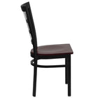 Flash Furniture HERCULES Series Black Window Back Metal Restaurant Chair - Mahogany Wood Seat-Window Back Design