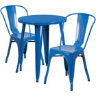 24'' Round Blue Metal Indoor-Outdoor Table Set with 2 Cafe Chairs [CH-51080TH-2-18CAFE-BL-GG]-Metal Cafe Table