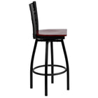 Flash Furniture HERCULES Series Black "X" Back Swivel Metal Barstool - Mahogany Wood Seat-"X" Back Design