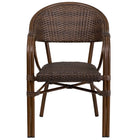 Flash Furniture Milano Series Bark Brown Rattan Restaurant Patio Chair with Bamboo-Aluminum Frame-Set of 3 Stackable Cafe Chairs