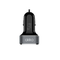 Akiko 6.6A/ 33W 3-Port Smart Car Charger, 3" x 2", Grey Black-3 USB Port: Each USB Port has its own microchip that detects the device plugged into through USB PIN signals, which gives output at full power and full charging speed (Total 6.6A output). Use your existing USB charging cables to charge most USB powered devices; Easy-to-see LED confirms whether USB charger is properly connected