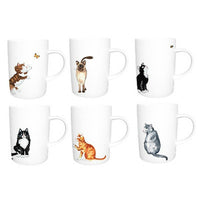 Roy Kirkham Lyric Mug, Cats, 6 Pack-Set Includes: 6 Piece
