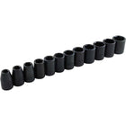 Gray Tools 12 Piece 3/8" Drive 6 Point Metric, Standard Impact Socket Set, 8mm-19mm-Contains Sizes: 8, 9, 10, 11, 12, 13, 14, 15, 16, 17, 18, 19mm.