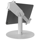 CTA Digital Heavy-Duty Universal Grip Kiosk Stand with 360-degree Rotation for 7" to 13" Tablets - White-Metal base with scratch and slip resistant rubber grips