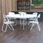 Flash Furniture 72" Round Bi-Fold Granite Plastic Banquet & Event Folding Table with Carrying Handle - White-Waterproof, Impact and Stain Resistant Top