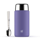 Minimal Stainless Steel Insulated Food Jar - Lavender - 750ml-Integrated full size, stainless steel foldable spoon