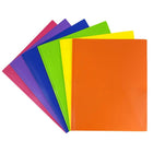 JAM Paper Plastic 2 Pocket School POP Folders with Metal Prongs Fastener Clasps, Assorted Primary Colours, 6 Pack-6 pack