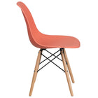Flash Furniture Plastic Chair with Wood Base, Peach, 2 Pack-Contoured Design