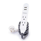 Staples 400 Joule 3-Outlet Surge Protector with 2 USB Ports, 6' Cord, Black Braid (53048)-Extension cord + USB with power protection