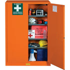 Justrite Emergency Preparedness Storage Cabinets, 43" x 18" x 63", 315Lb, Orange-Finish-For protected, quick access to emergency supplies during a disaster