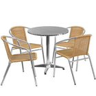 Flash Furniture 27.5'' Round Aluminum Indoor-Outdoor Table with 4 Beige Rattan Chairs (TLH-ALUM-28RD-020BGECHR4-GG)-Seats 4 people