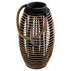 Truu Design Oval Rattan and Wooden Lantern, 22.5 x 8.25 inches, Brown-Table top display