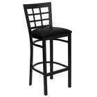 Flash Furniture HERCULES Series Black Window Back Metal Restaurant Barstool - Black Vinyl Seat-500 lb. Weight Capacity