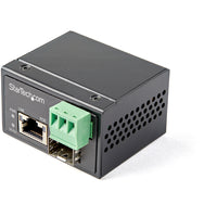 StarTech PoE+ Industrial Fiber to Ethernet Media Converter 30W - SFP to RJ45-COMPACT SIZE + PoE: Smallest form factor Fiber to Ethernet media converter with PoE extends & converts fiber to RJ-45 copper, up to 30W of PSE power to PoE/PoE+ PD devices like cameras & sensors