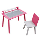 Danawares Wooden Activity Table & Chair - Pink/Light Grey-Table includes a storage net underneath for construction blocks, toys or art supplies