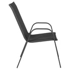Flash Furniture Brazos Series Black Outdoor Stack Chair with Flex Comfort Material & Metal Frame-Black Textilene Fabric Upholstery