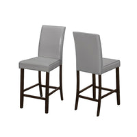 Monarch Specialties 1902 Dining Chair - Grey Leather-Look Counter Height - 2 Pack-Dining or kitchen counter height chair